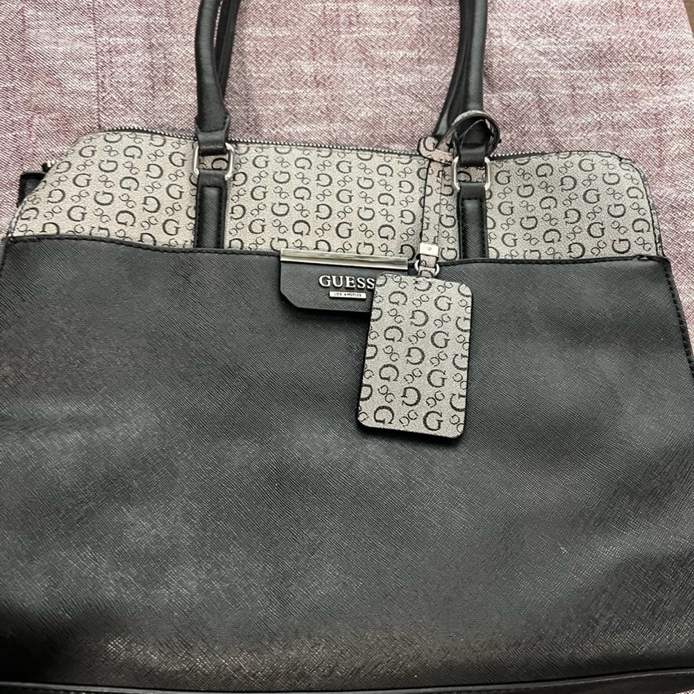 GUESS Monogram Black and Gray Tote